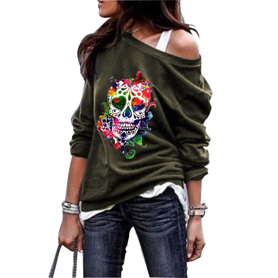 PRINTED SIDE SHOULDER SWEATER