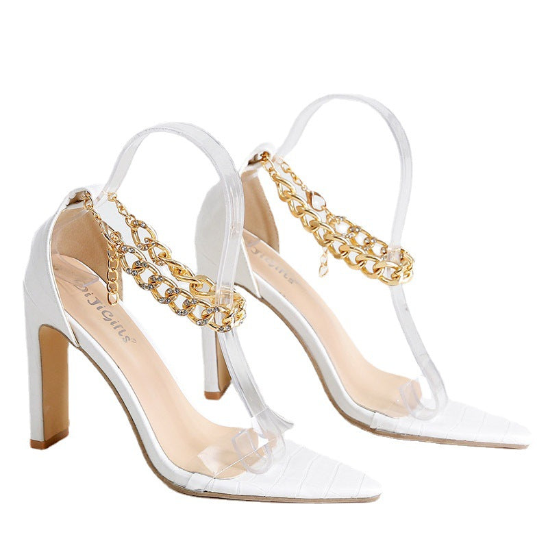BUCKLE THIN BLOCK HEELS