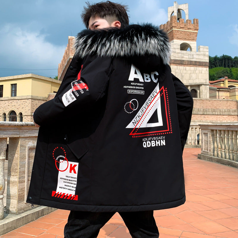 LONG-SLEEVED HOODED GRAFFITI PLUS FLEECE JACKET
