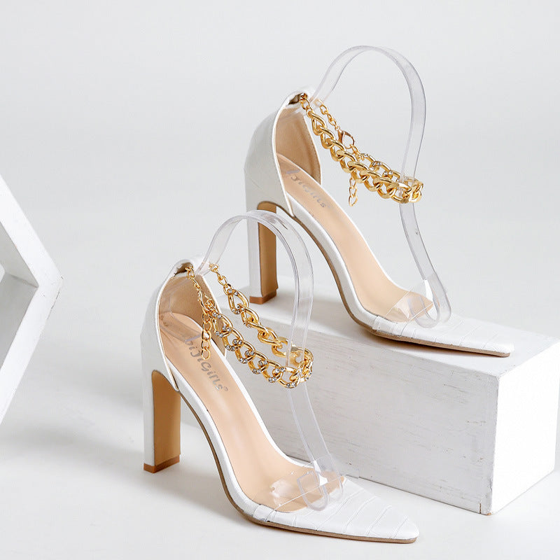 BUCKLE THIN BLOCK HEELS