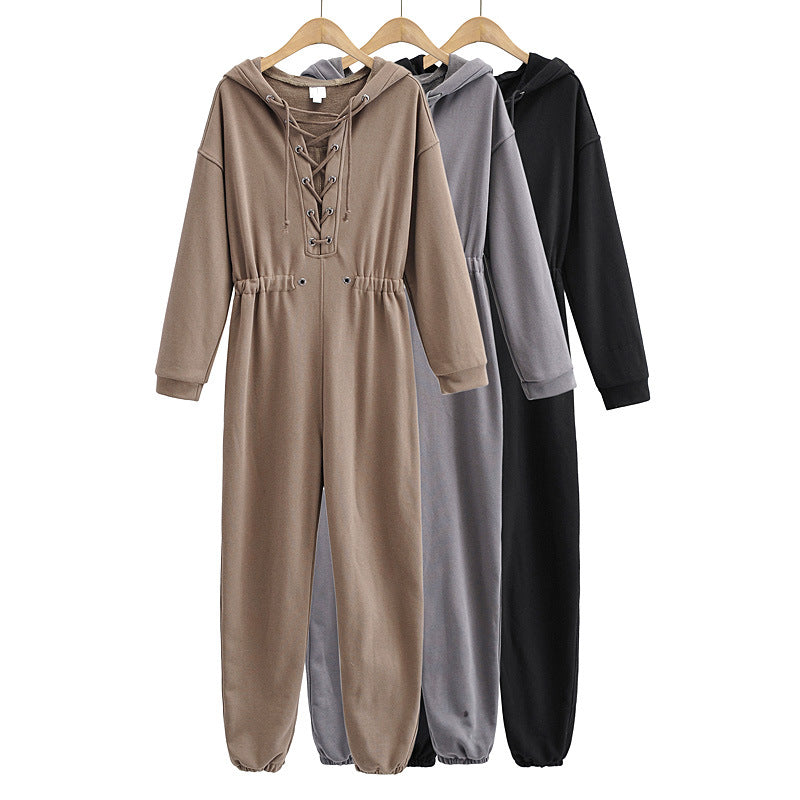 LOOSE FITTED HOODED JUMPSUIT