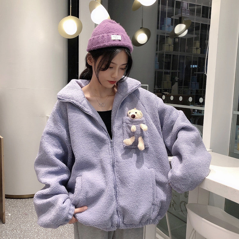 Sweatshirt Plus Velvet Thickened Female Lamb Hair