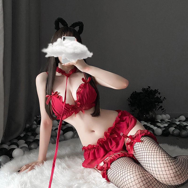 Padded Ruched Lingerie with Garter