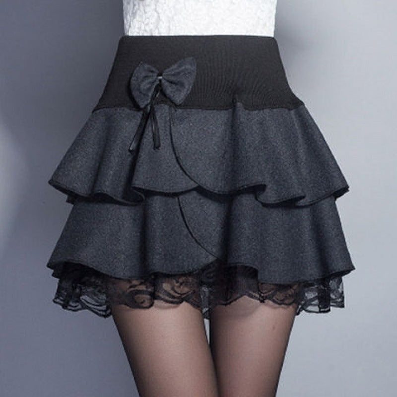 TIERED LACE TRIM SKIRT