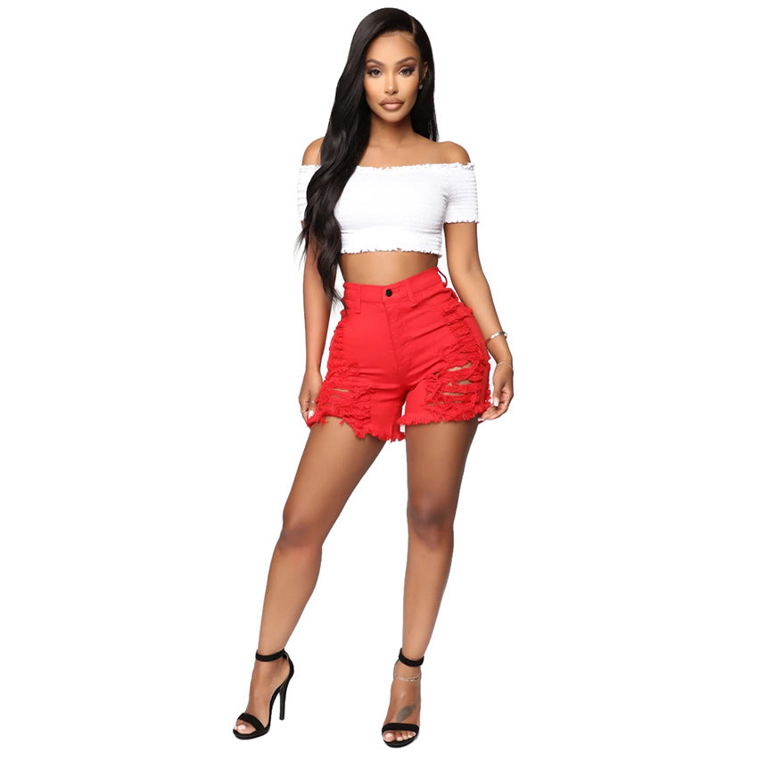HIGH-WAIST DENIM SHORTS