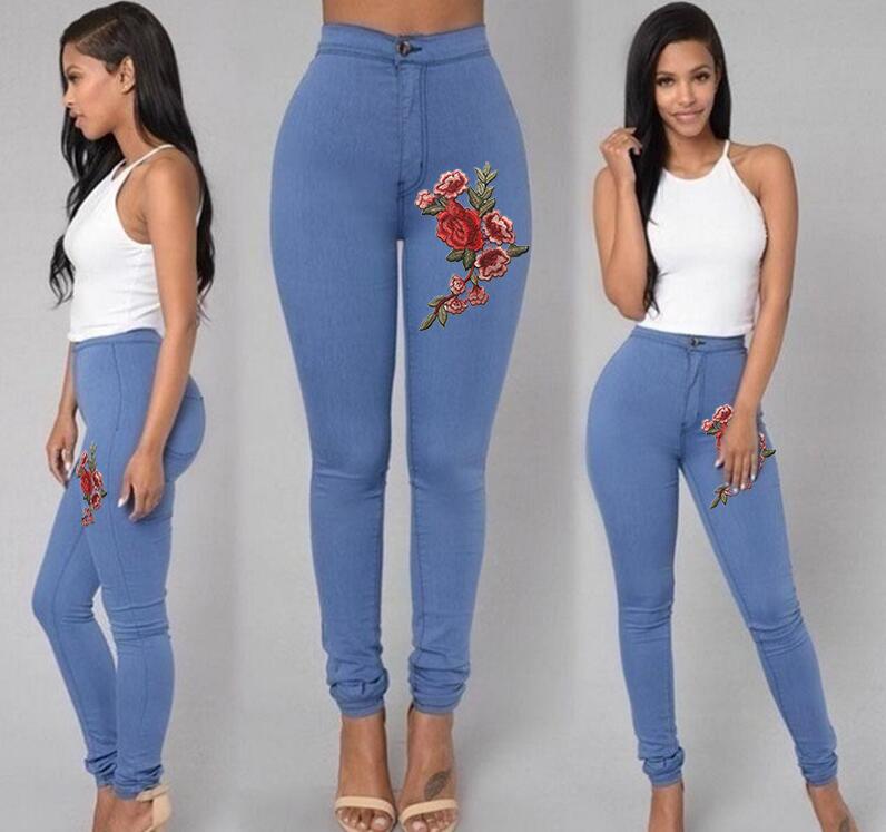 HIGH WAIST EMBROIDERED PANTS