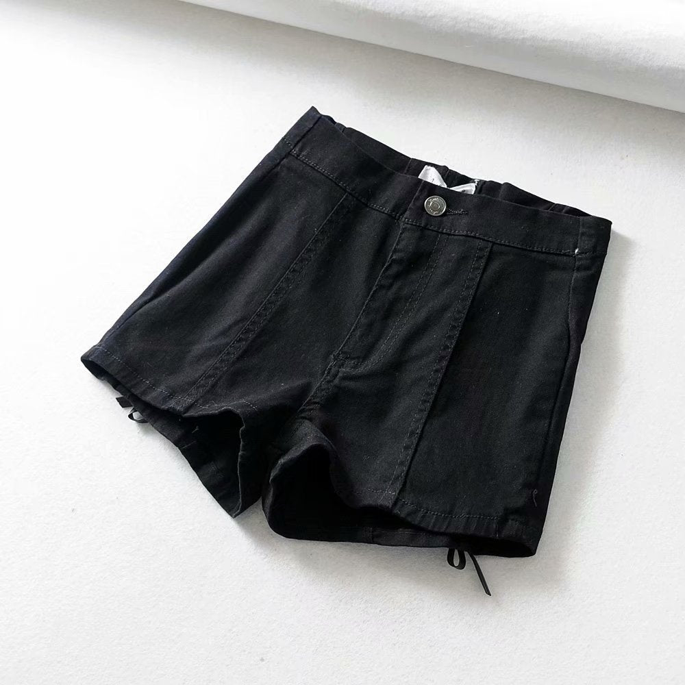 DENIM DRAWSTRING SHORTS