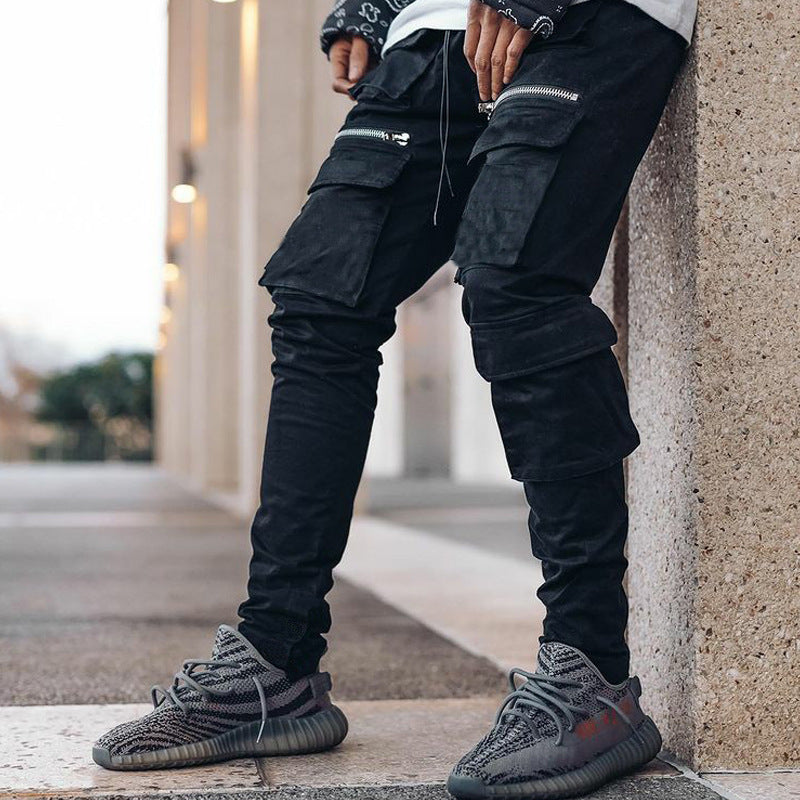 PLAIN REGULAR FIT MEN'S CARGO JEANS