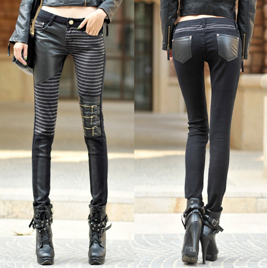 BUCKLED LEATHER MID WAIST PANTS