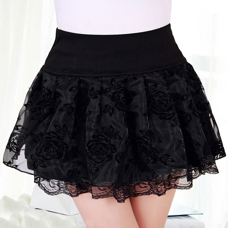 TIERED LACE TRIM SKIRT