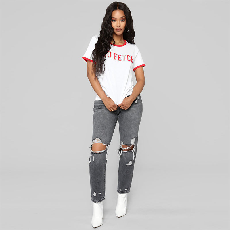 HIGH WAIST RIPPED JEANS