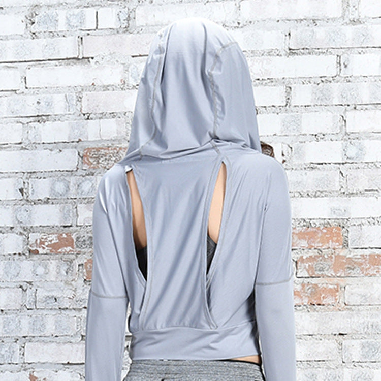 BACK CUT-OUT CROPPED HOODIE