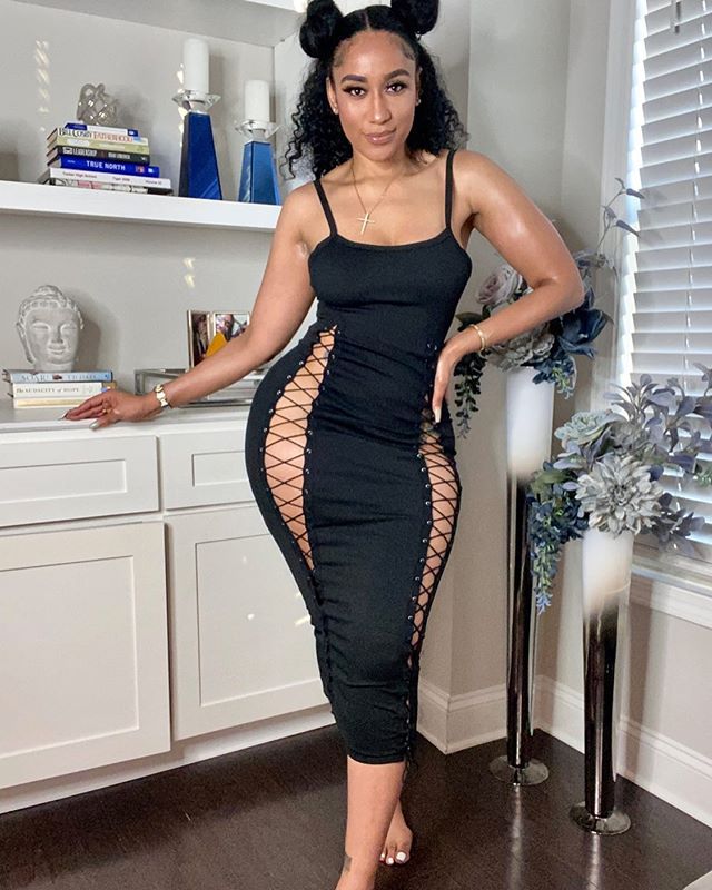 SPAGHETTI STRAP CUT-OUT DRESS