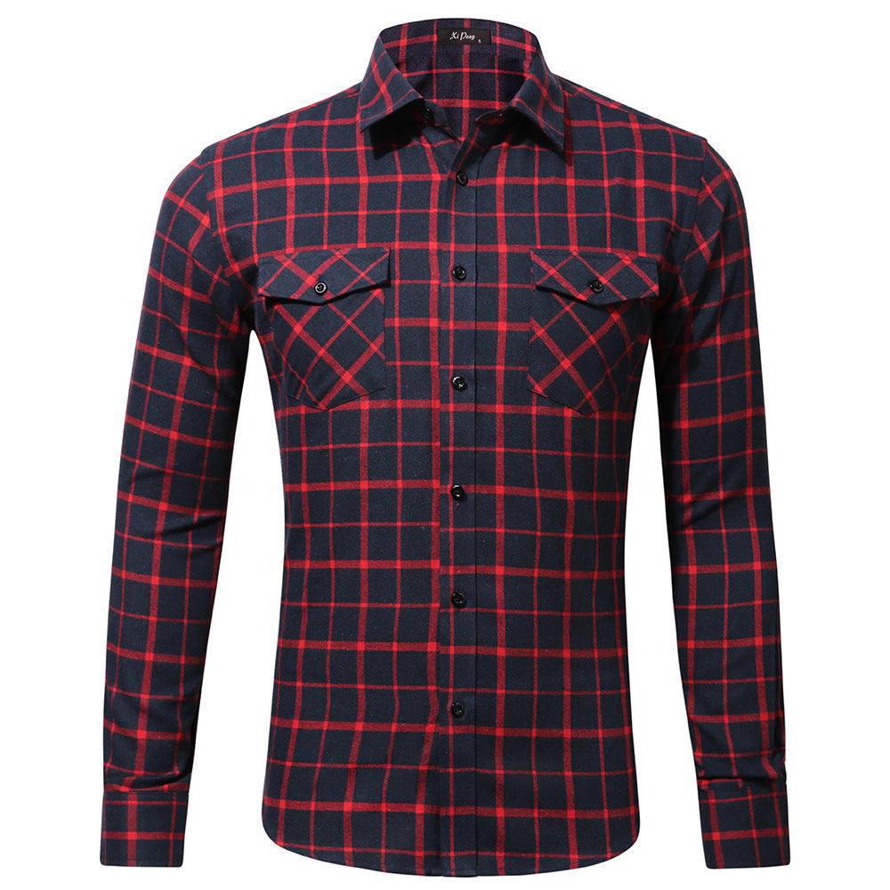 DOUBLE CHEST POCKETS PLAID SHIRT