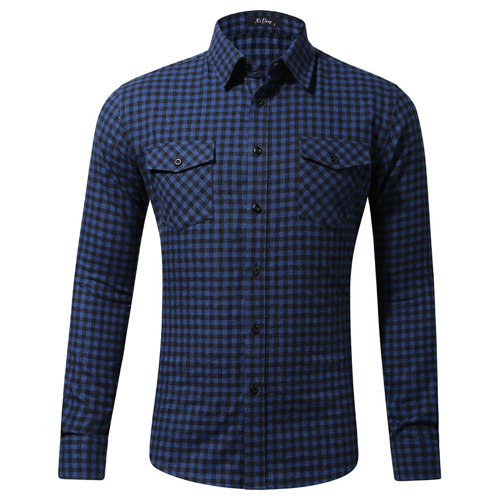 DOUBLE CHEST POCKETS PLAID SHIRT