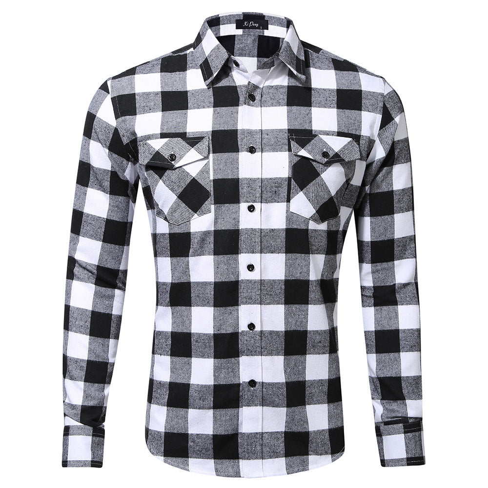 DOUBLE CHEST POCKETS PLAID SHIRT