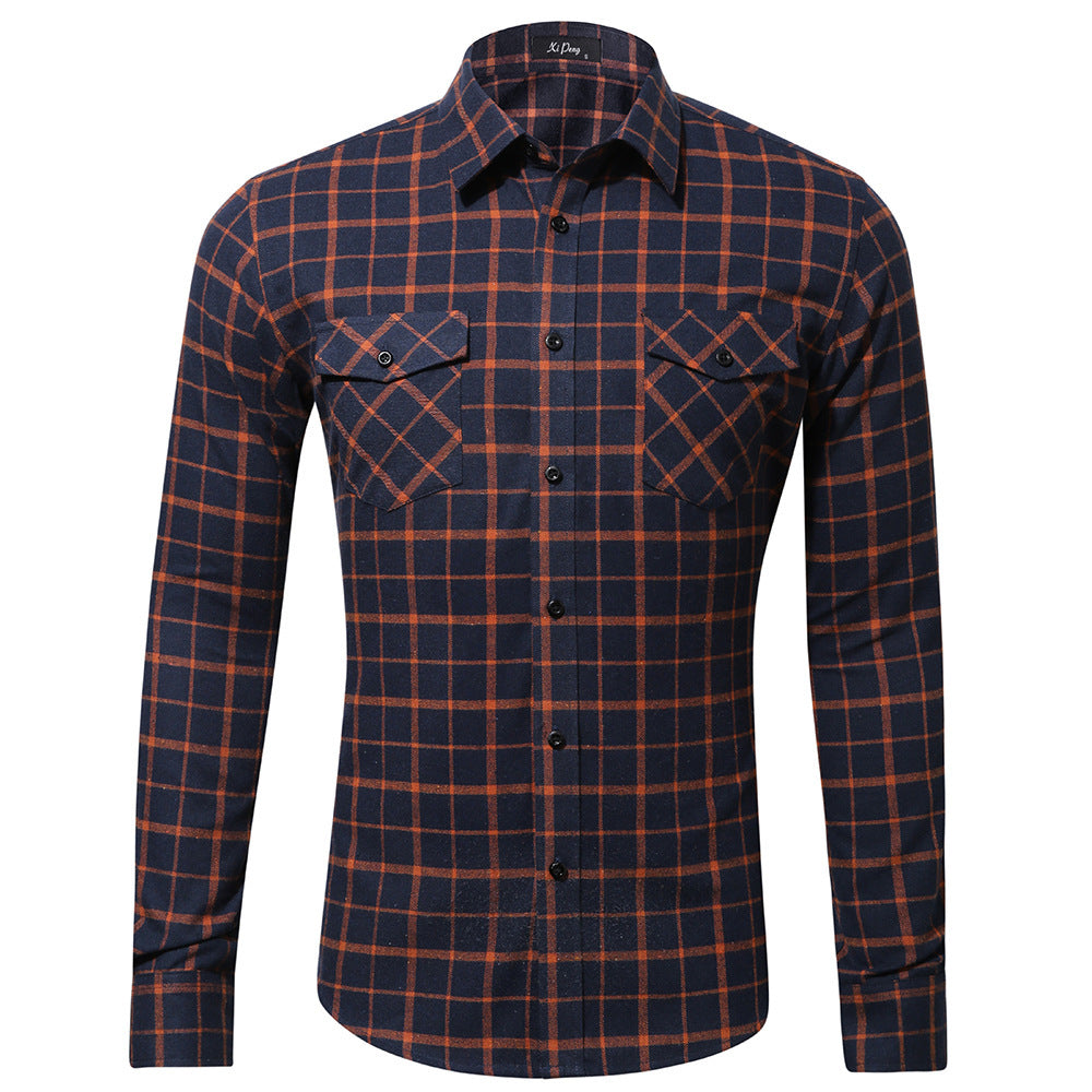 DOUBLE CHEST POCKETS PLAID SHIRT