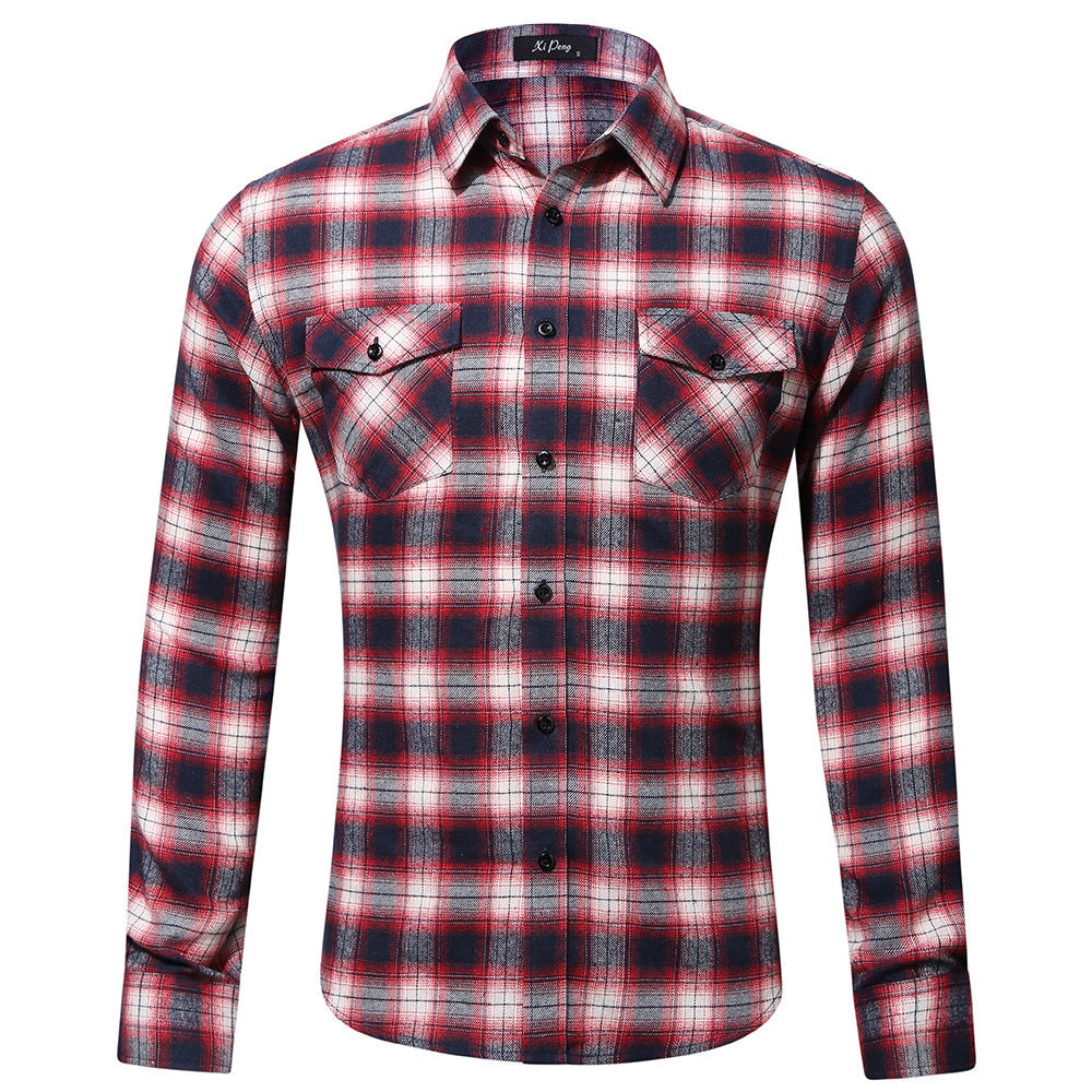 DOUBLE CHEST POCKETS PLAID SHIRT