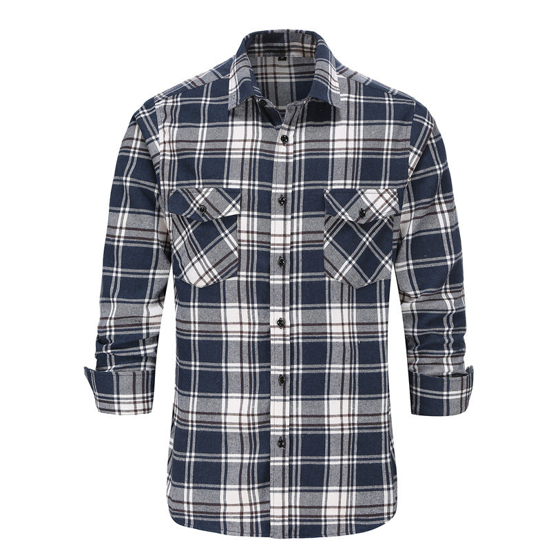 DOUBLE CHEST POCKETS PLAID SHIRT