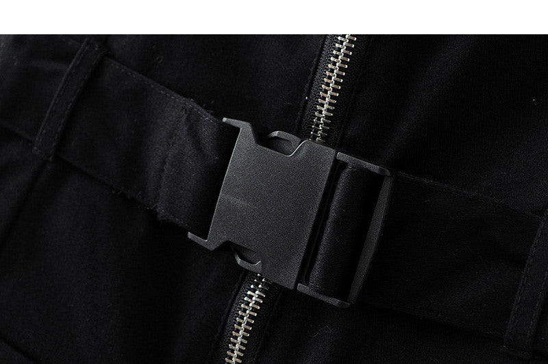 SLEEVELESS ZIPPER BUCKLE JUMPSUIT