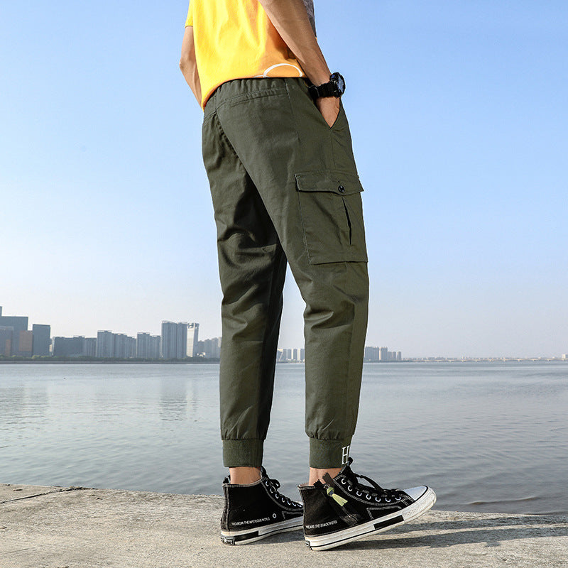 MEN SOLID COLOR CARGO PANTS