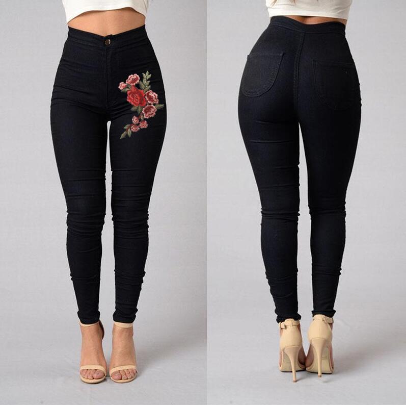 HIGH WAIST EMBROIDERED PANTS