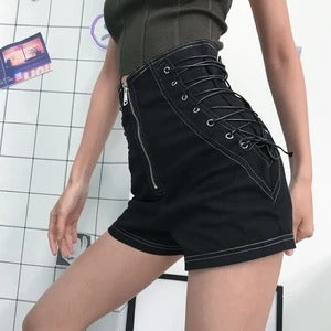 ZIPPER DRAWSTRING SHORTS