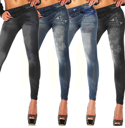 DENIM FAUX MID-WAIST LEGGING