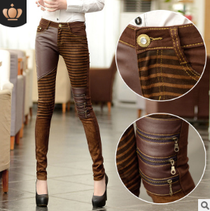 BUCKLED LEATHER MID WAIST PANTS