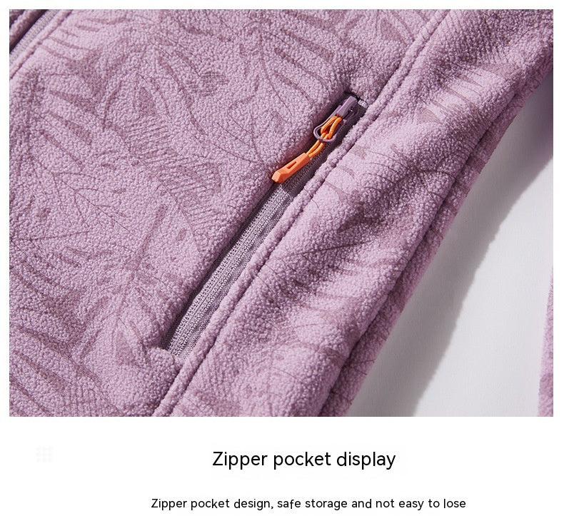 Fleece Sweater Maple Leaf Pattern