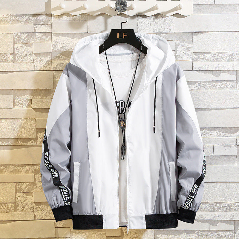 MEN'S HOODED ATHLETIC COAT TREND LOOSE CASUAL JACKET