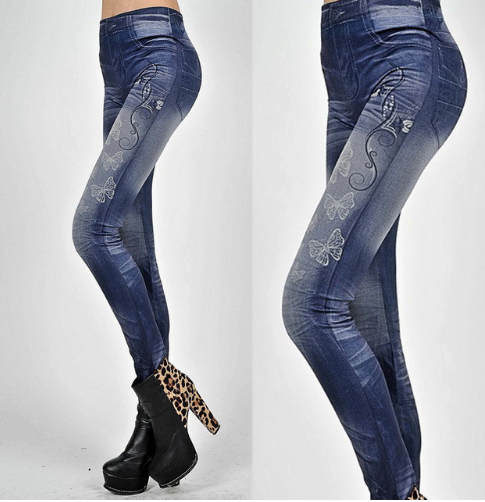 DENIM FAUX MID-WAIST LEGGING