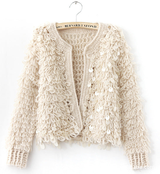 Sequined Mohair Short Sweater