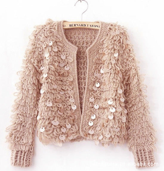 Sequined Mohair Short Sweater