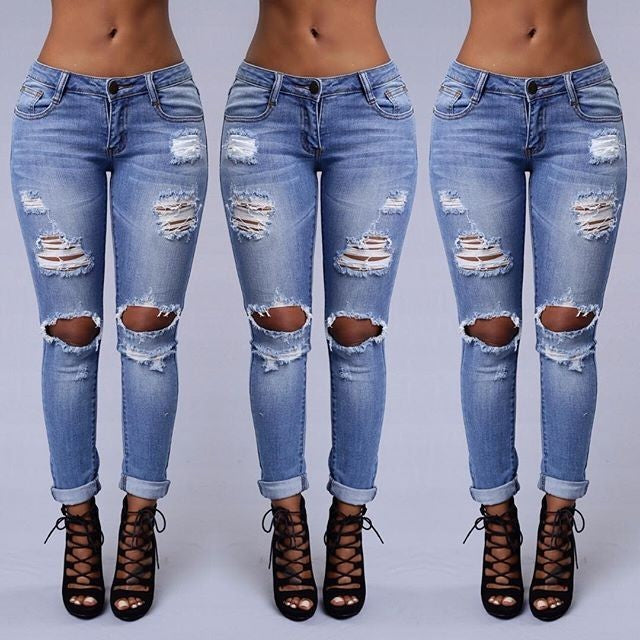 LOW WAIST RIPPED SKINNY JEANS
