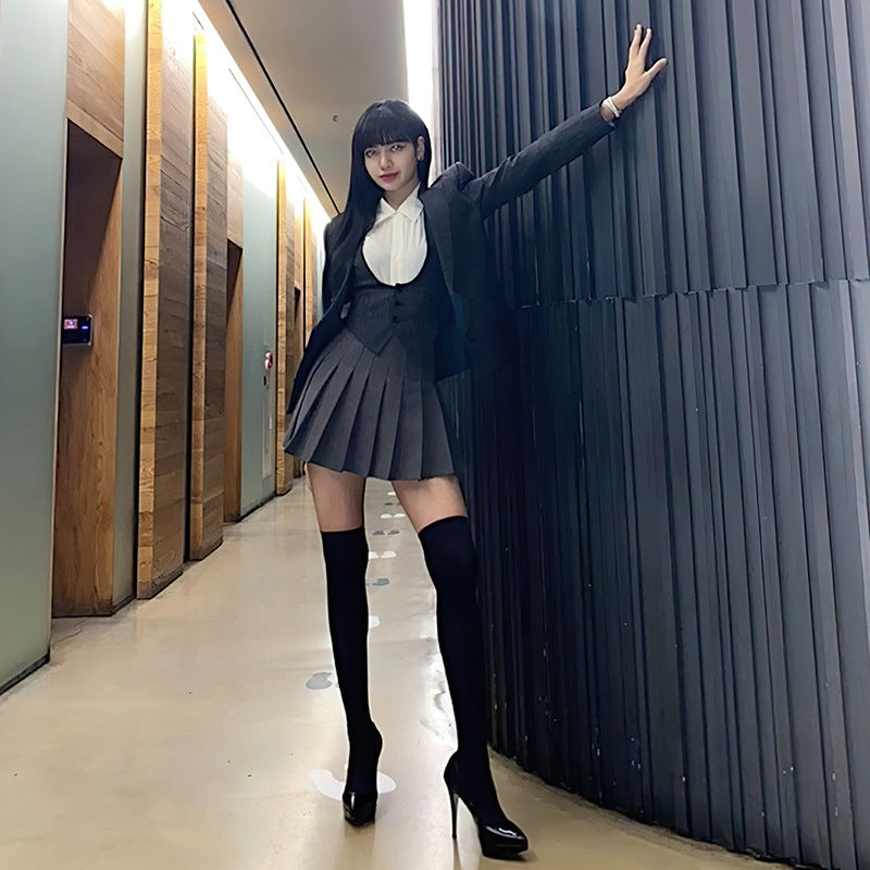 BLAZER, WAIST COAT & PLEATED SKIRT