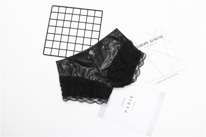LEATHER LACE SHORTS