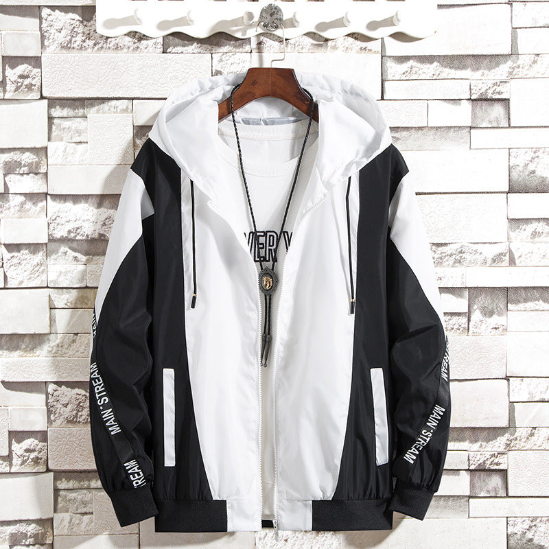 MEN'S HOODED ATHLETIC COAT TREND LOOSE CASUAL JACKET