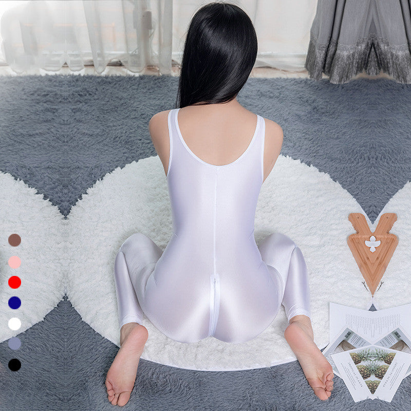 SATIN SLEEVELESS FULL COVERAGE BODYSUIT