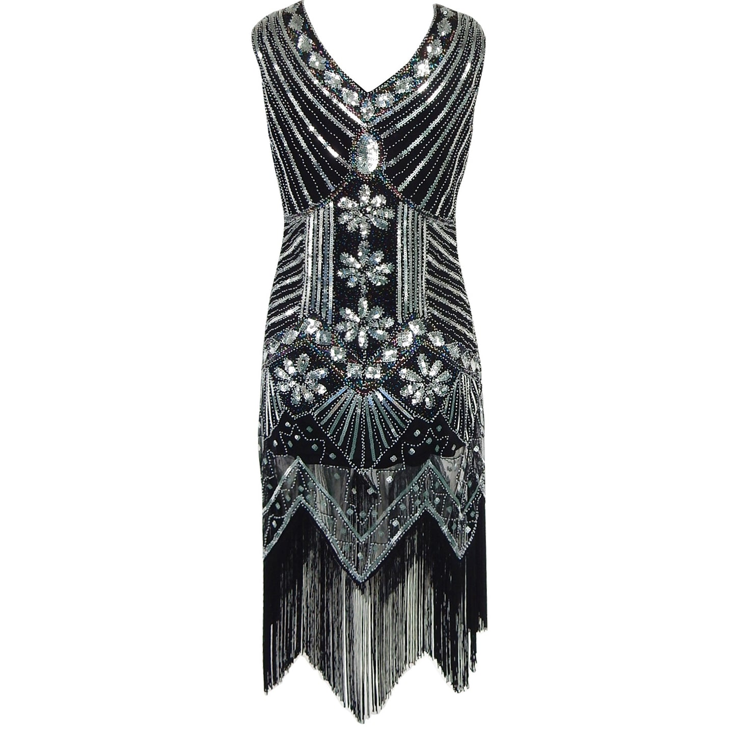 SEQUIN SLEEVELESS FRINGE DRESS