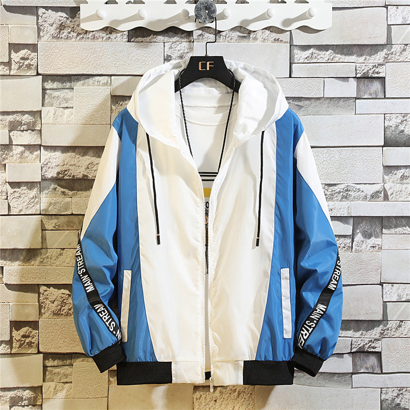 MEN'S HOODED ATHLETIC COAT TREND LOOSE CASUAL JACKET
