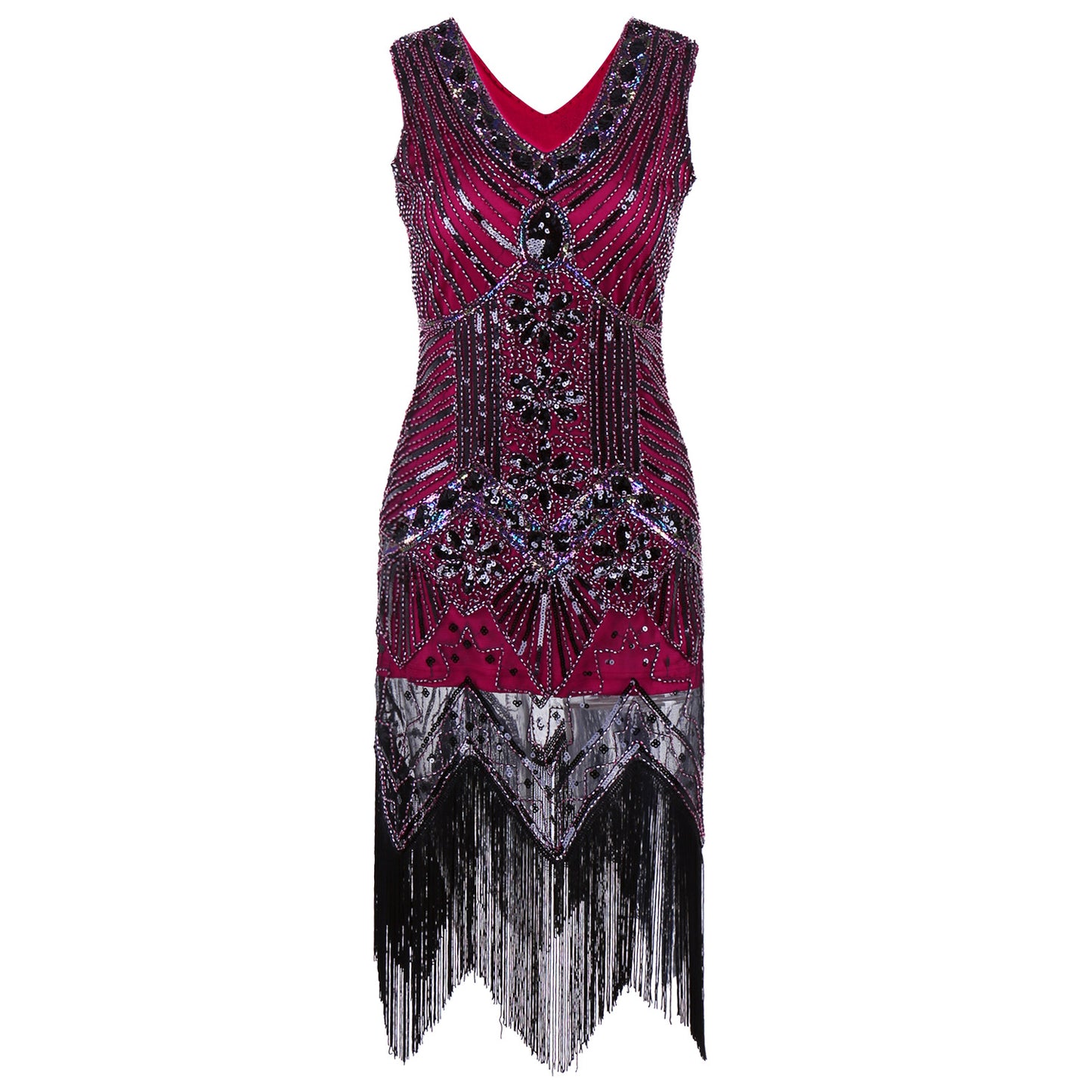 SEQUIN SLEEVELESS FRINGE DRESS
