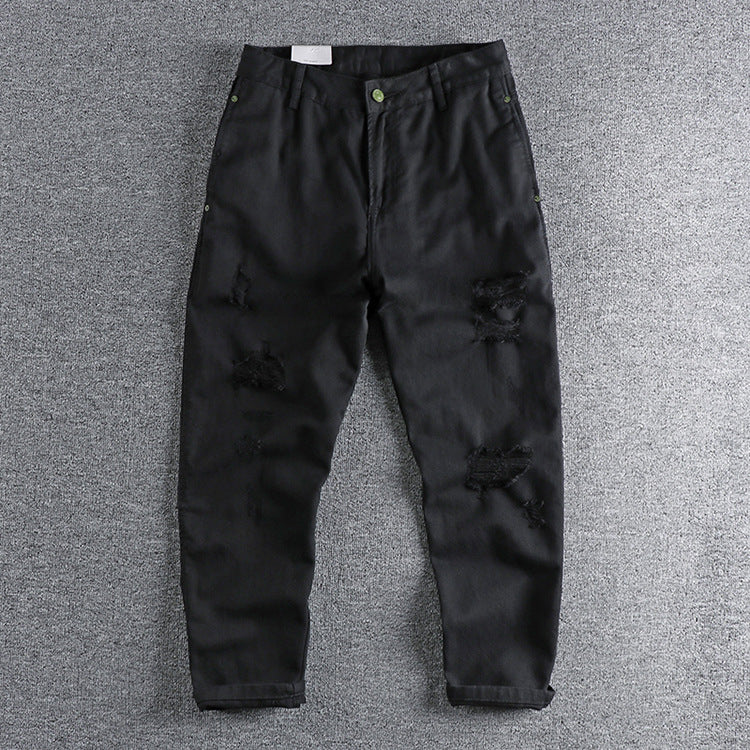 Men's Loose Washed-out Big Ripped Jeans