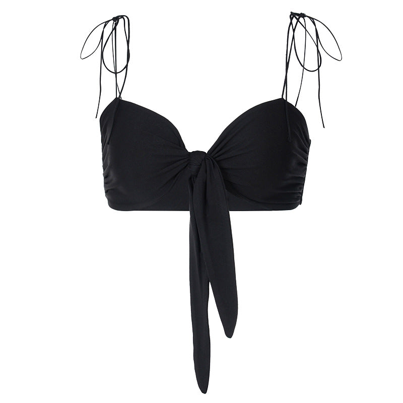 Spaghetti Strap Bow-Knot Crop-Top