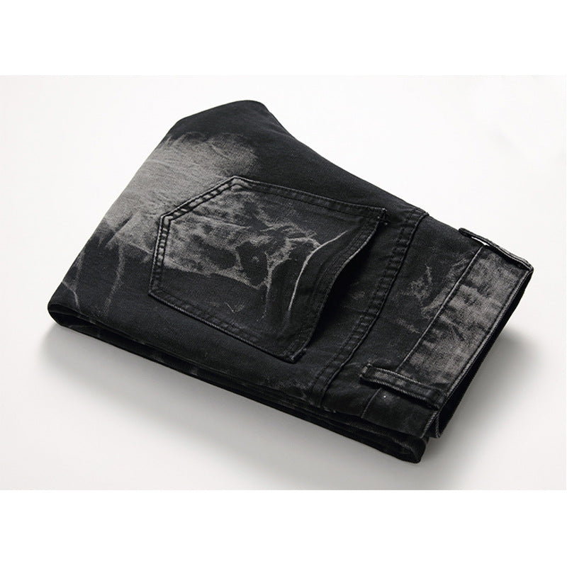 Ripped Black Jeans Men's Straight-leg Denim
