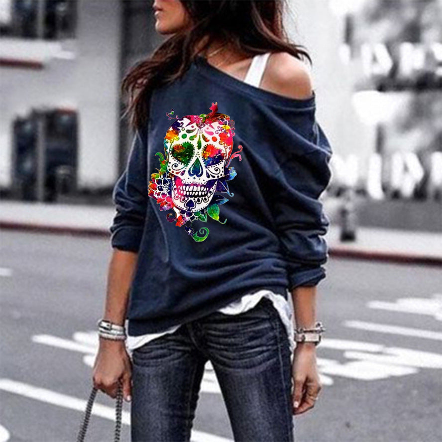PRINTED SIDE SHOULDER SWEATER