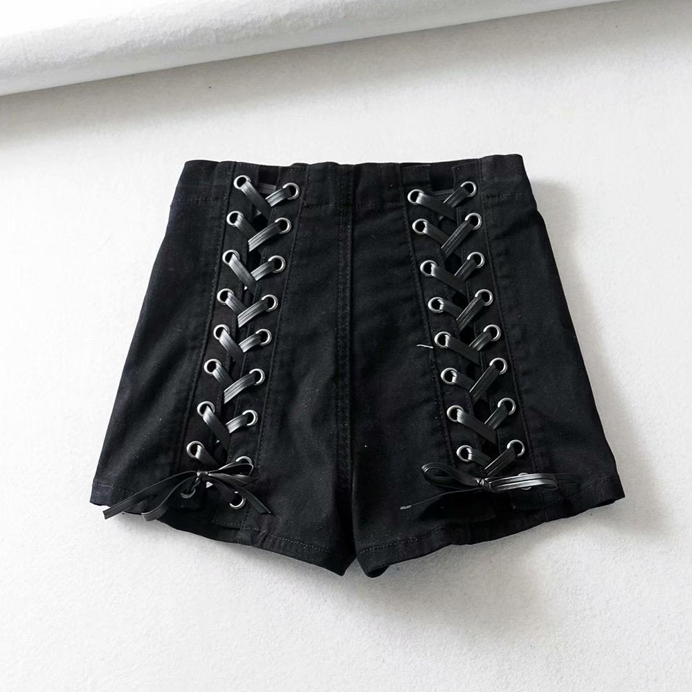 DENIM DRAWSTRING SHORTS