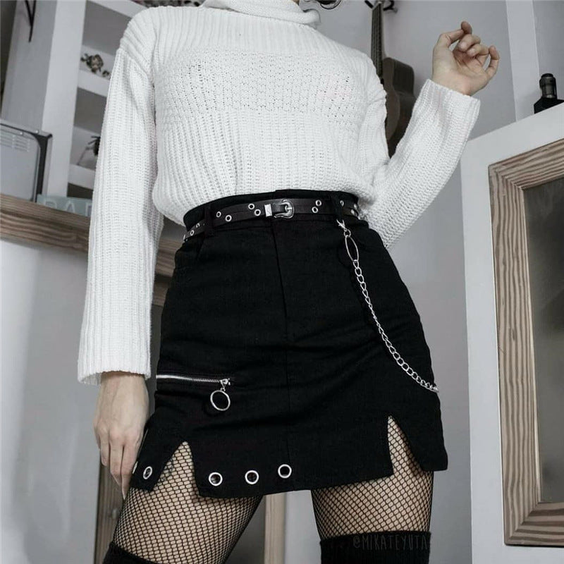 CUT-OUT SLIT SKIRT