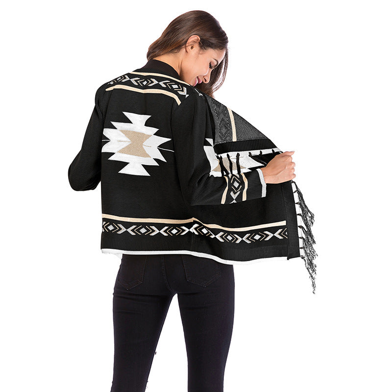 CASHMERE TRIBAL PRINT SHORT JACKET