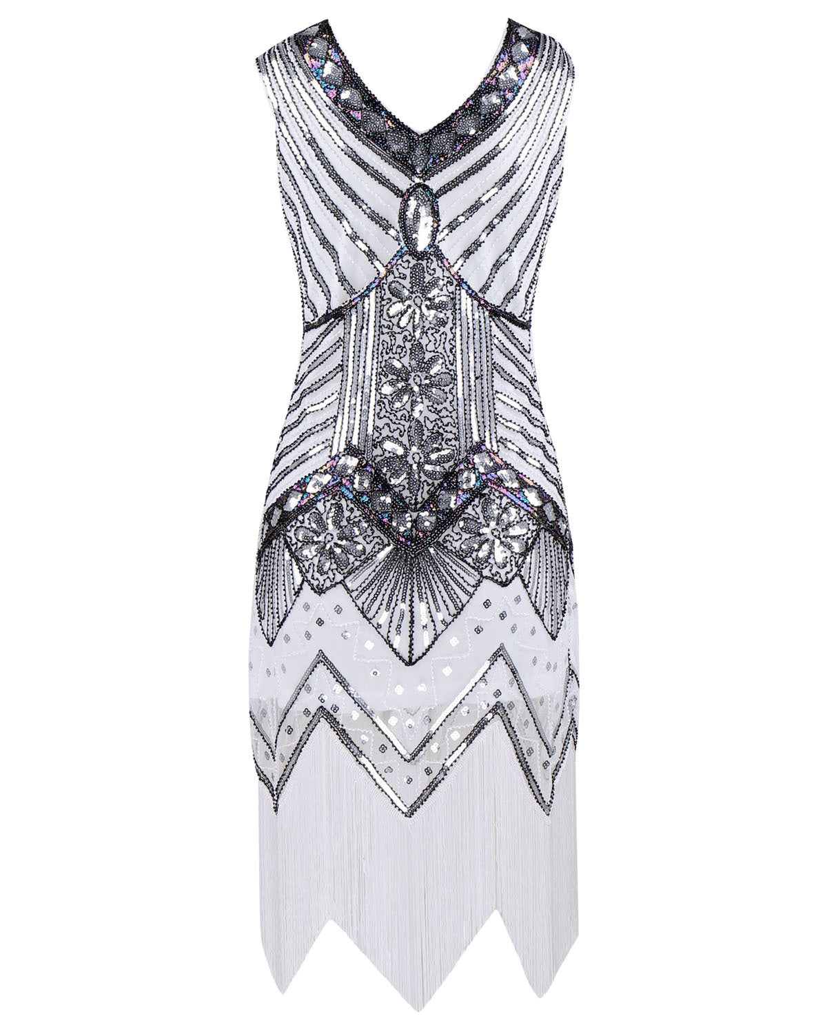 SEQUIN SLEEVELESS FRINGE DRESS